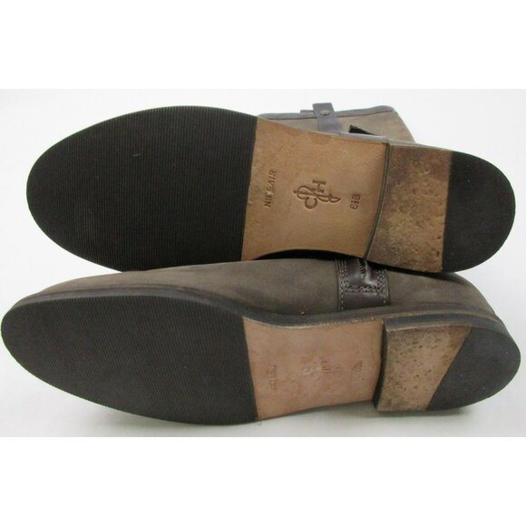 Cole Haan Riding Boots Size 6.5 Brown Nubuck Leather Tall Knee Buckle Harness - Picture 5 of 5